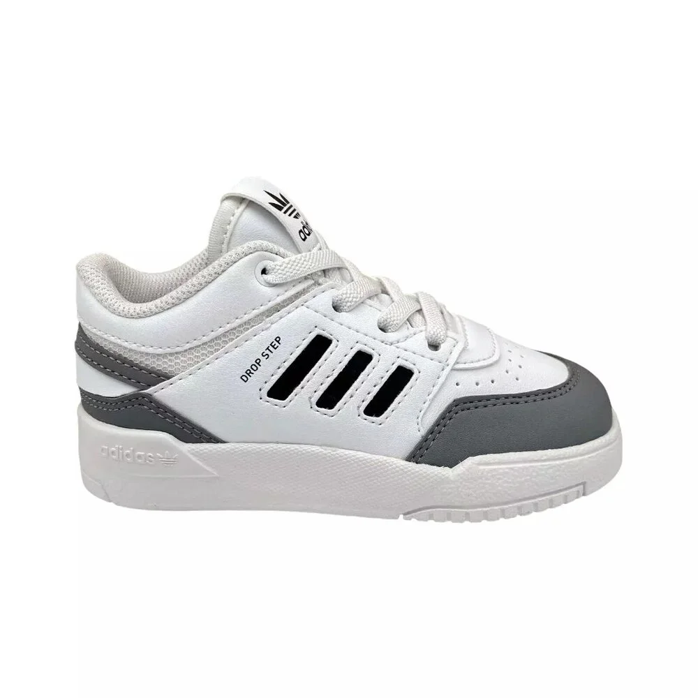 Adidas Drop Step Low Toddler Boy's Slip-on Casual Leather Sneakers Size 10 White
